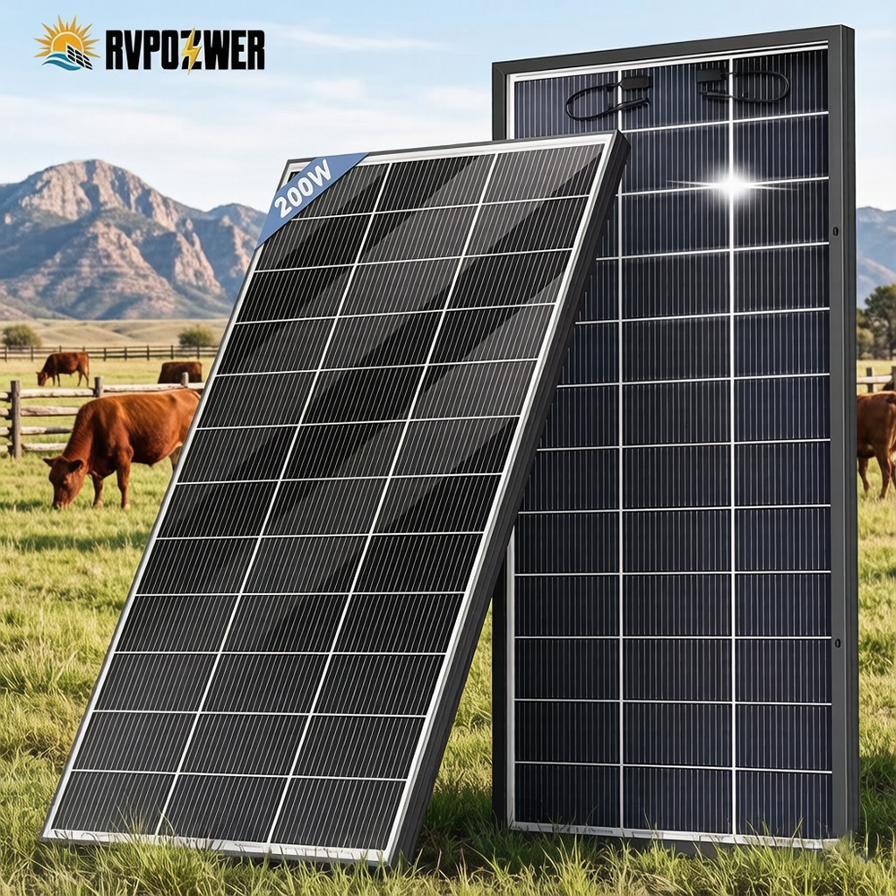 Solar Panel 200W - RVPOZWER Bifacial Solar Panel 16BB N-Type
