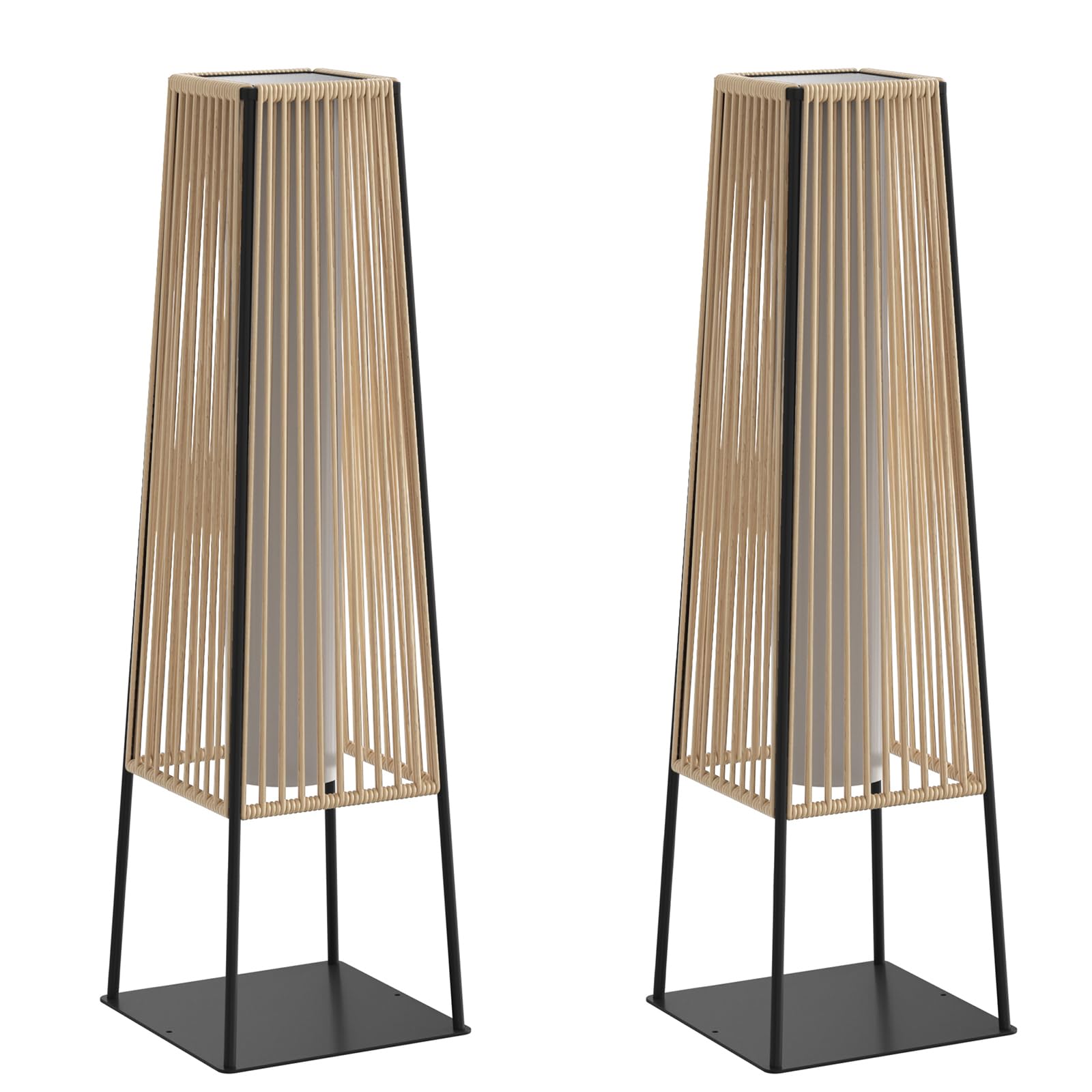 Solar Lamp - Solar Rattan Outdoor Floor Lamp Set