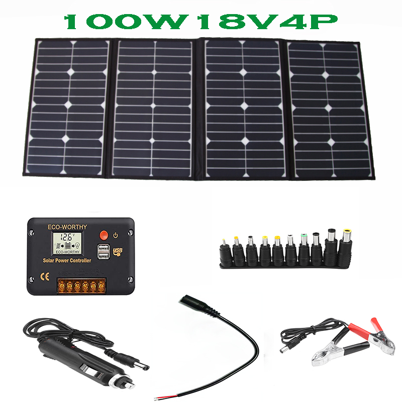 Portable 100 Watt Folding Sola - đánh giá và giá Charge Controller Solar