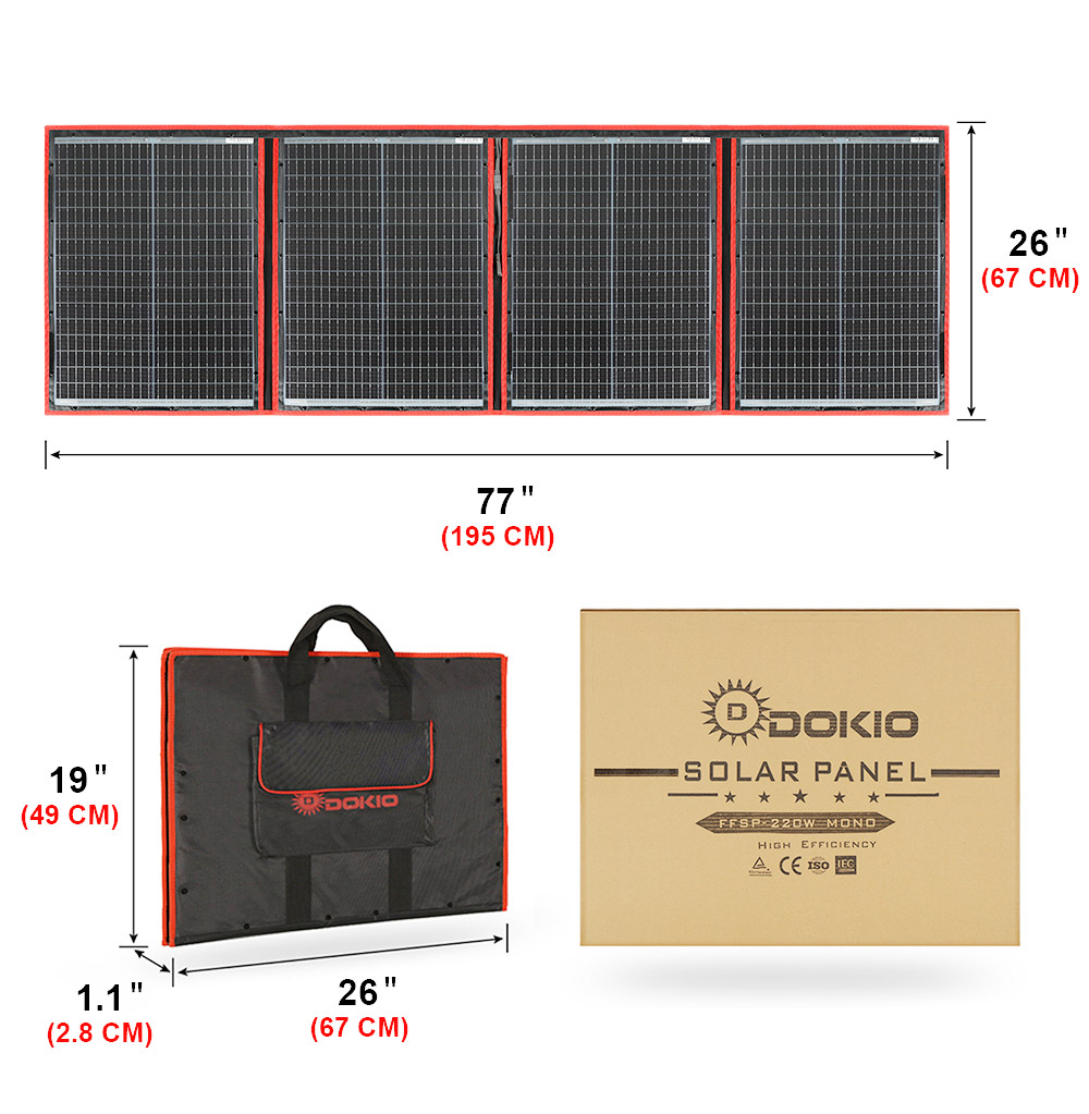 Dokio Brand Flexible Foldable  - đánh giá và giá Solar Panel 200W