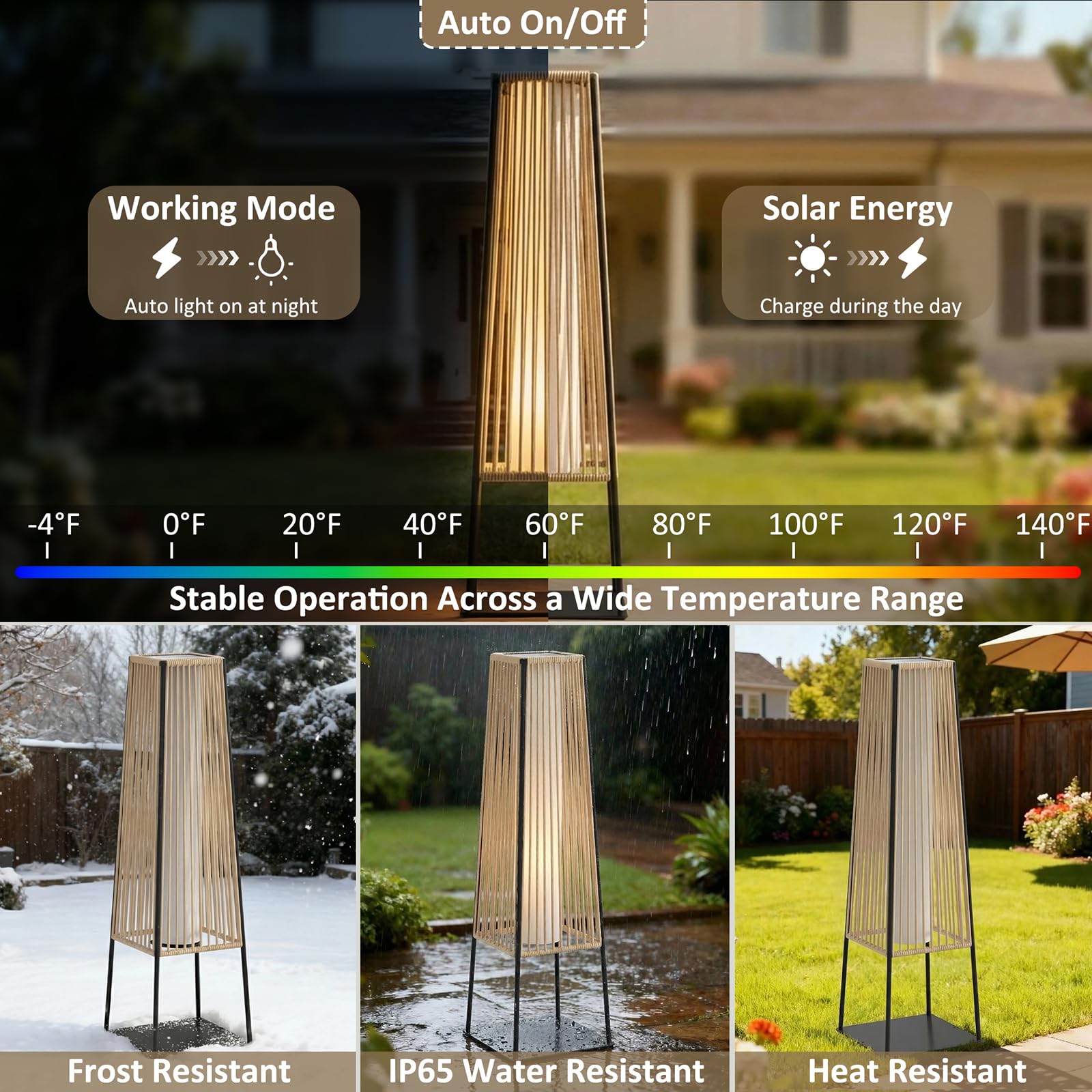 Solar Rattan Outdoor Floor Lam - đánh giá và giá Solar Lamp