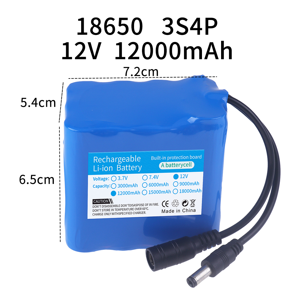 12V 12000mah Battery 3S4P Real - đánh giá và giá Lithium Battery 12V
